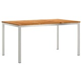 vidaXL Eettafel 150x90x75 cm Massief Teakhout en RVS