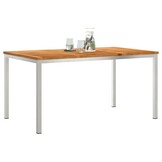vidaXL Eettafel 150x90x75 cm Massief Teakhout en RVS