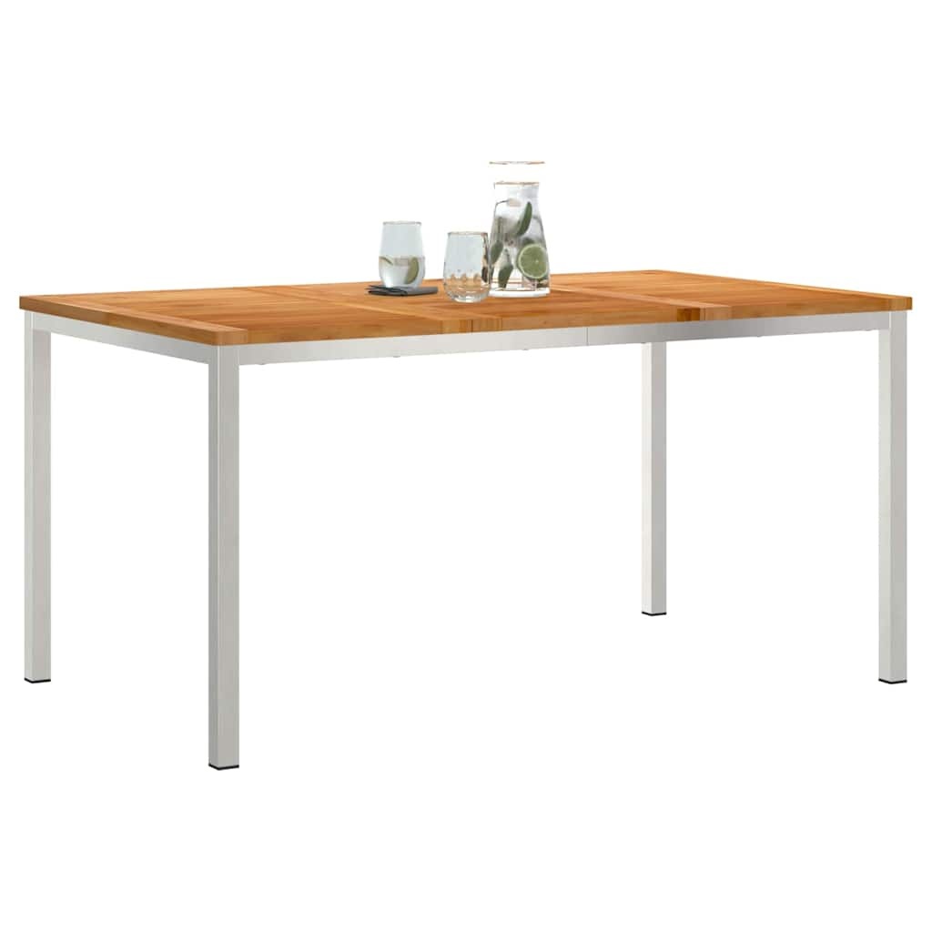 vidaXL Eettafel 150x90x75 cm Massief Teakhout en RVS