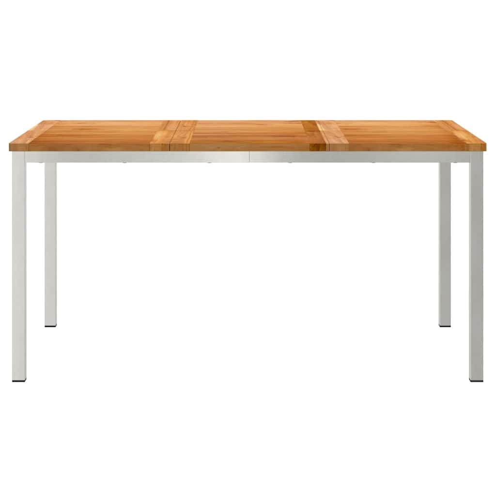 vidaXL Eettafel 150x90x75 cm Massief Teakhout en RVS