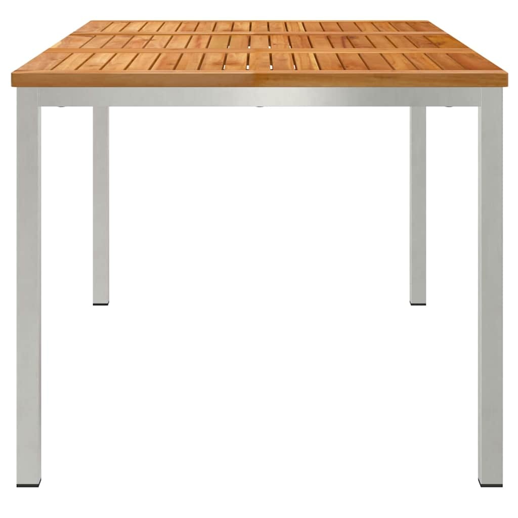 vidaXL Eettafel 150x90x75 cm Massief Teakhout en RVS