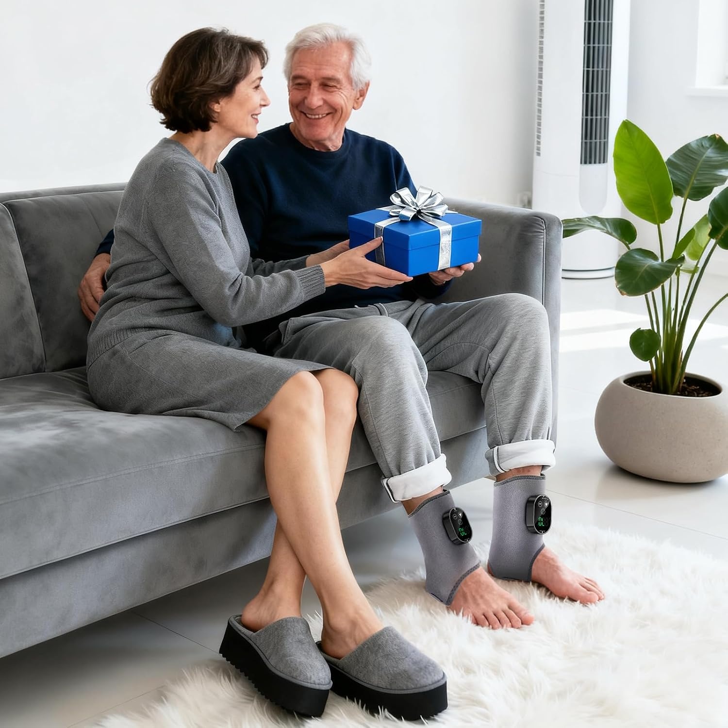 Elektrisch voetmassageapparaat, 2 stuks, draadloos, met 3000 mAh accu, 6 warmtestanden en 3 trillingen, timer, voor pijnverlichting en diepteontspanning, ideaal cadeau voor ouders