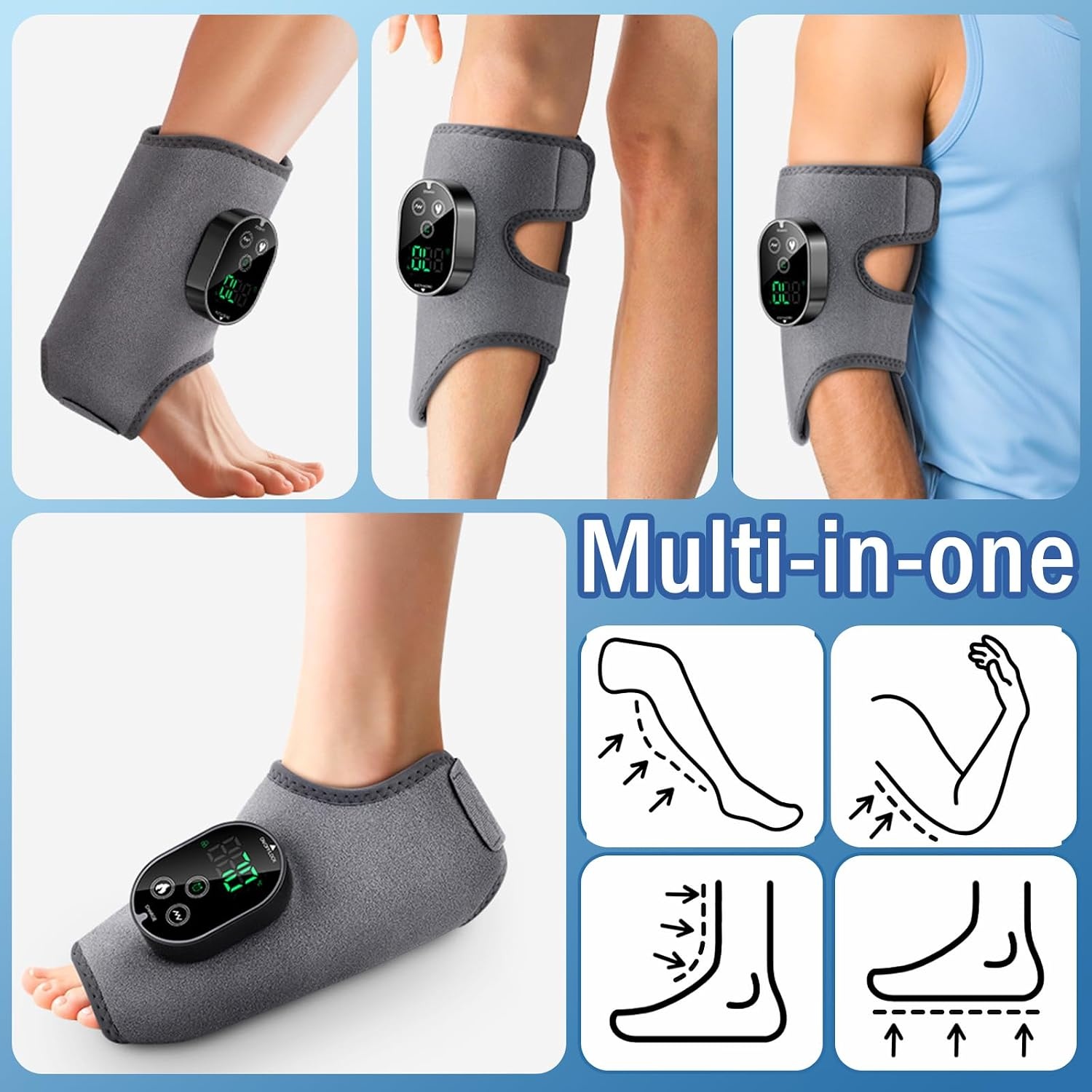 Elektrisch voetmassageapparaat, 2 stuks, draadloos, met 3000 mAh accu, 6 warmtestanden en 3 trillingen, timer, voor pijnverlichting en diepteontspanning, ideaal cadeau voor ouders