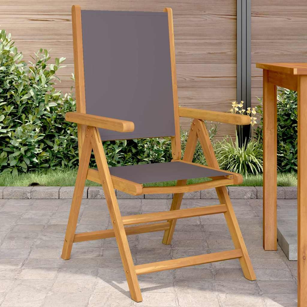 vidaXL Inklapbare stoelen 2 st acaciahout en stof antracietkleurig