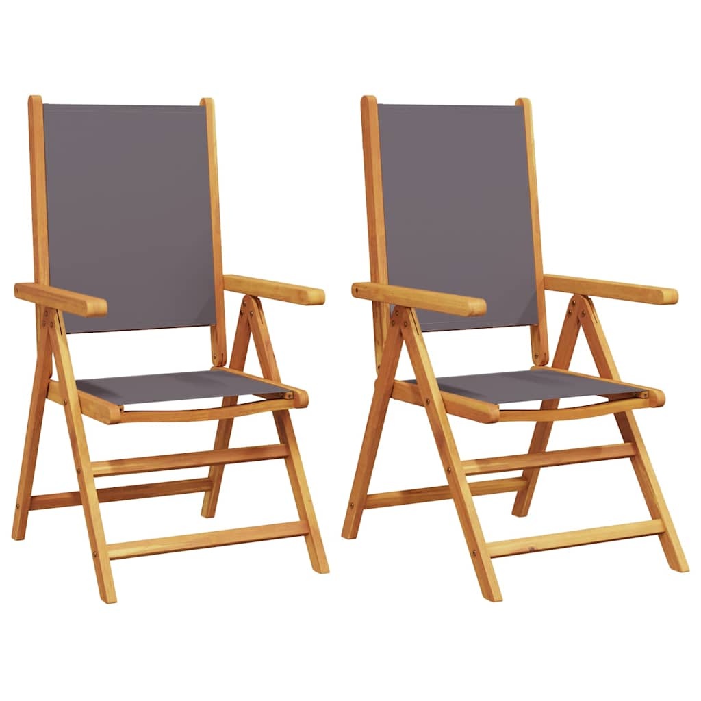 vidaXL Inklapbare stoelen 2 st acaciahout en stof antracietkleurig