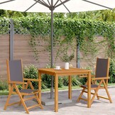vidaXL Inklapbare stoelen 2 st acaciahout en stof antracietkleurig