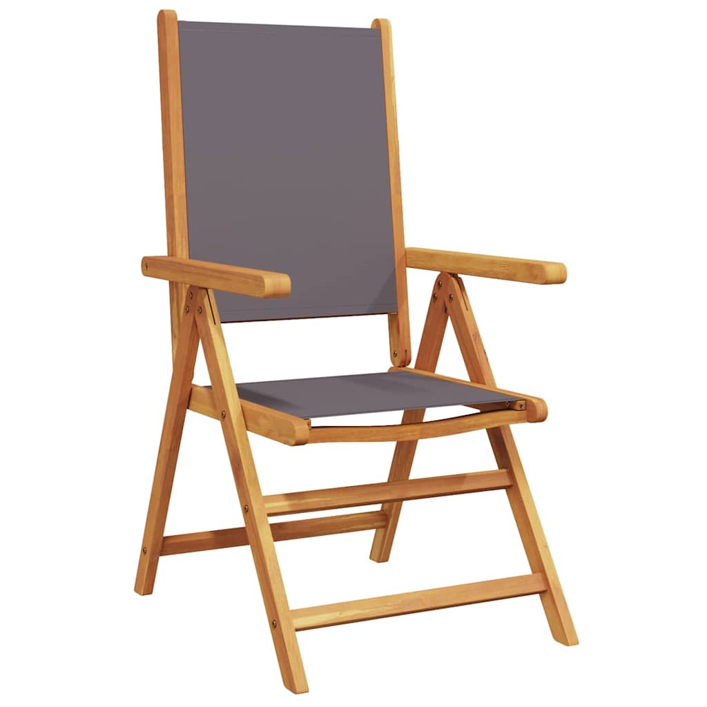 vidaXL Inklapbare stoelen 2 st acaciahout en stof antracietkleurig