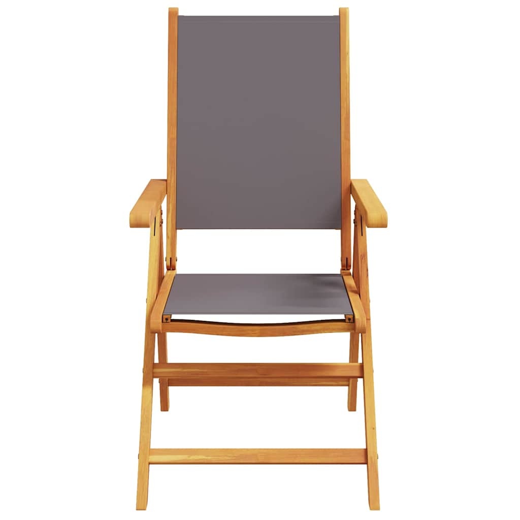 vidaXL Inklapbare stoelen 2 st acaciahout en stof antracietkleurig