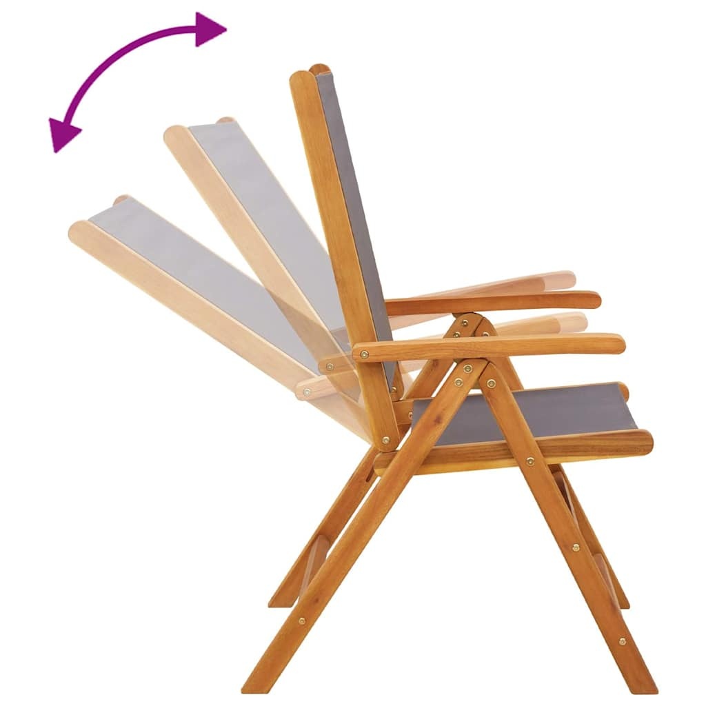 vidaXL Inklapbare stoelen 2 st acaciahout en stof antracietkleurig