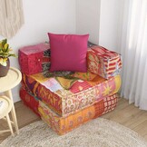 vidaXL Poef modulair met kussen patchwork stof