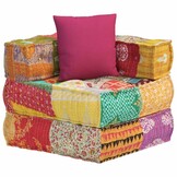 vidaXL Poef modulair met kussen patchwork stof