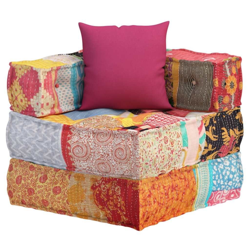 vidaXL Poef modulair met kussen patchwork stof
