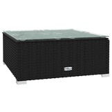 vidaXL Tuintafel 60x60x30 cm poly rattan en glas zwart