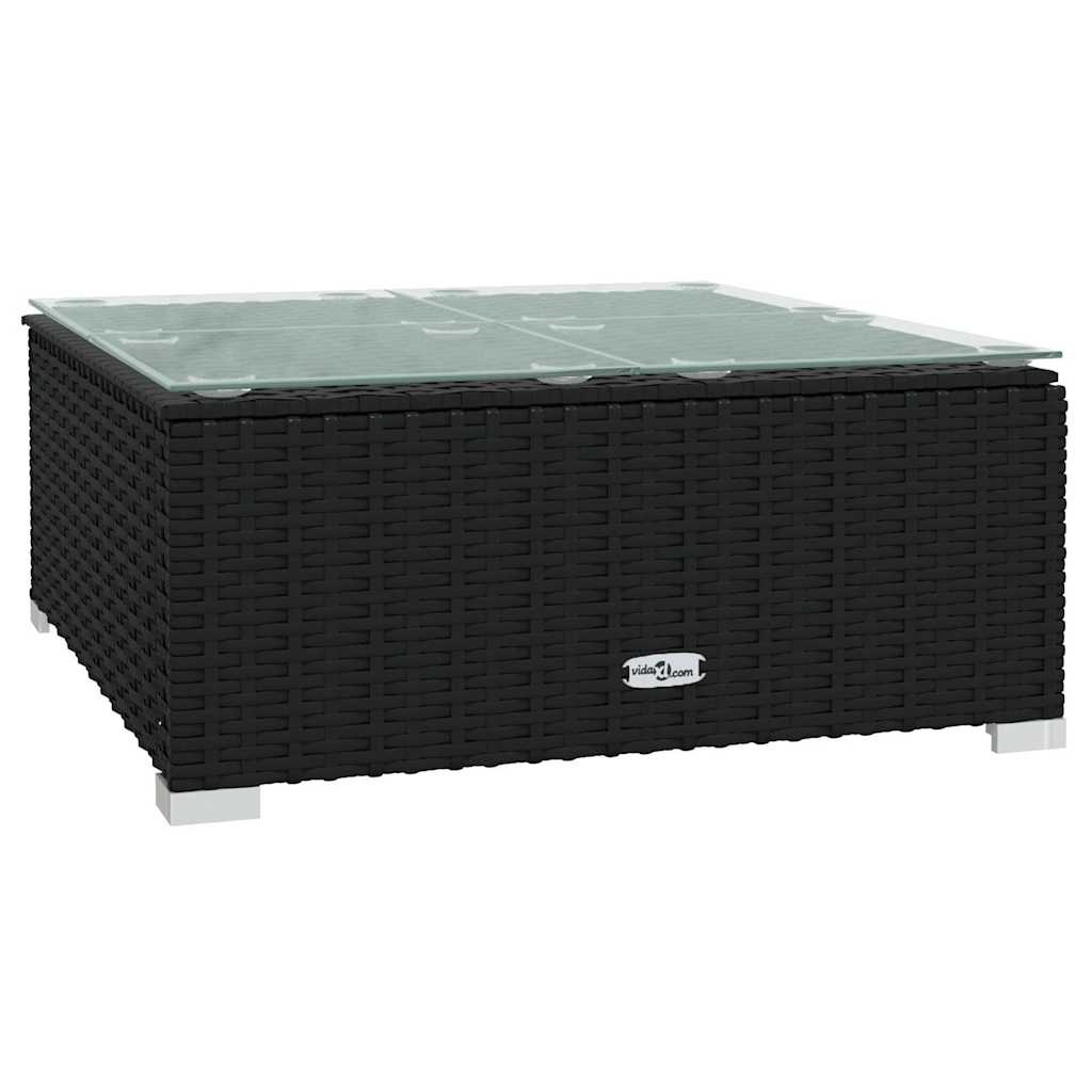 vidaXL Tuintafel 60x60x30 cm poly rattan en glas zwart