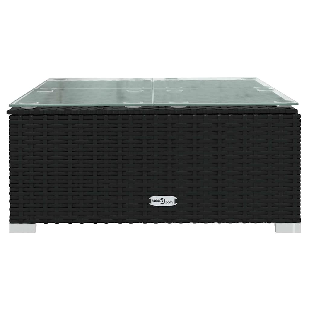 vidaXL Tuintafel 60x60x30 cm poly rattan en glas zwart