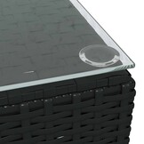 vidaXL Tuintafel 60x60x30 cm poly rattan en glas zwart