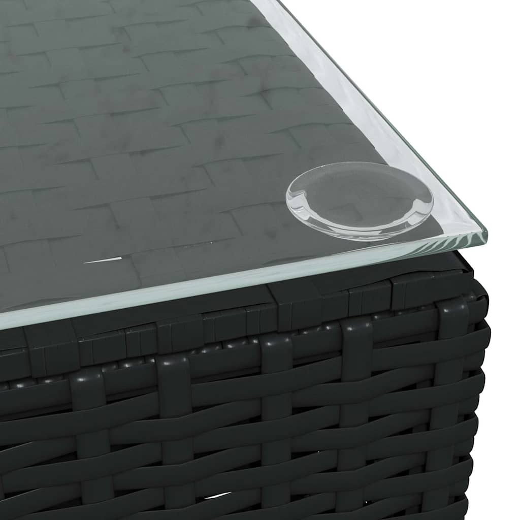 vidaXL Tuintafel 60x60x30 cm poly rattan en glas zwart