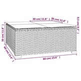 vidaXL Tuintafel 60x60x30 cm poly rattan en glas zwart