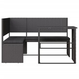 vidaXL Tuinbank met tafel en kussens L-vormig poly rattan zwart