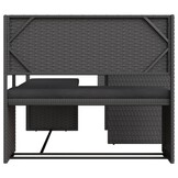 vidaXL Tuinbank met tafel en kussens L-vormig poly rattan zwart