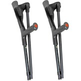 PEPE - Folding Stools for Adults (x2 Units, Open Cuff), Elbow Stools for Women, Pair Stools for Walking, Folding Stools Open Cuff, Aluminum Walking Stools for Men, Black - Maat 2 stuks