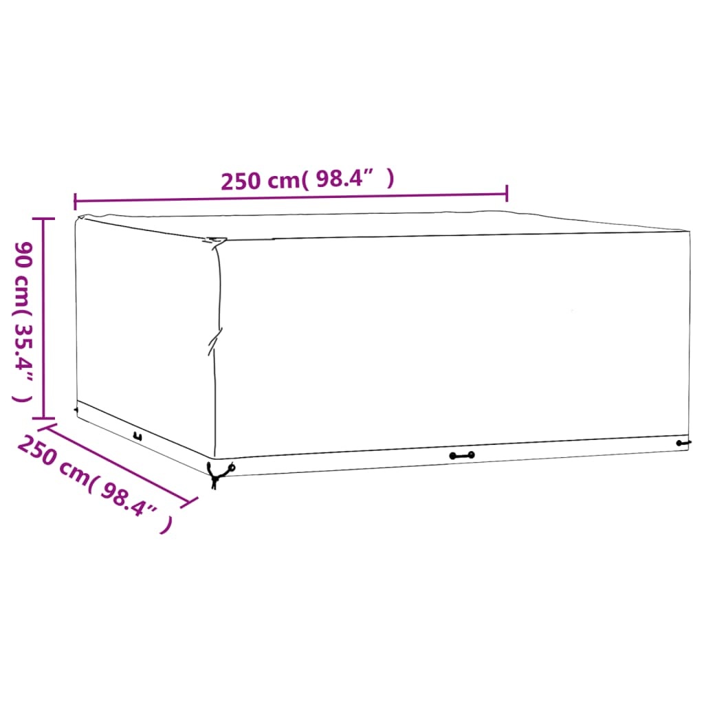 vidaXL Tuinmeubelhoezen met 16 oogjes vierkant 250x250x90 cm