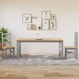 vidaXL Eettafel Corona 180x90x75 cm massief grenenhout grijs