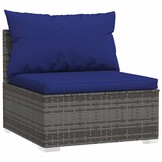 vidaXL Tuinbank 3-zits met kussens poly rattan grijs