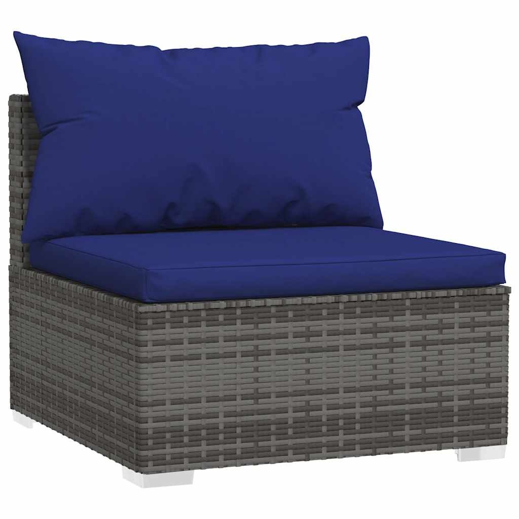 vidaXL Tuinbank 3-zits met kussens poly rattan grijs