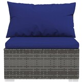 vidaXL Tuinbank 3-zits met kussens poly rattan grijs