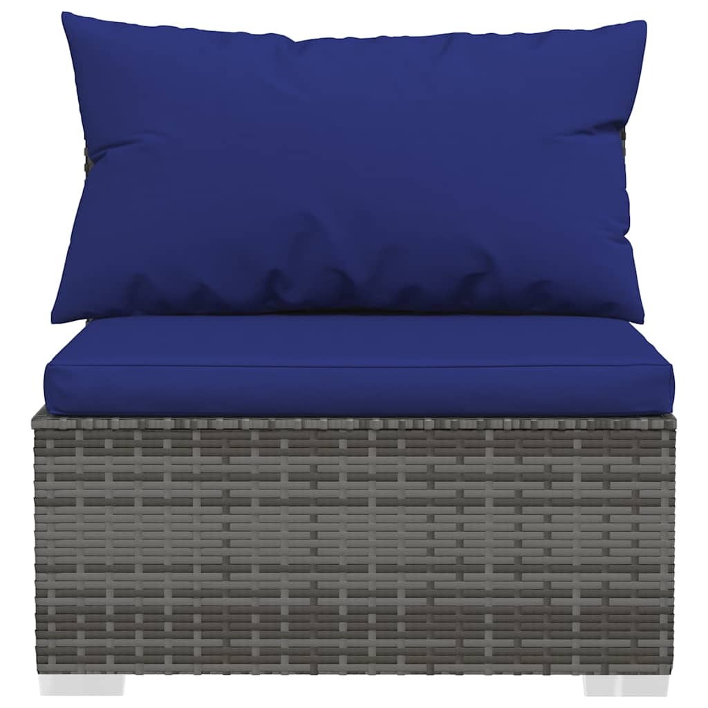 vidaXL Tuinbank 3-zits met kussens poly rattan grijs