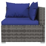 vidaXL Tuinbank 3-zits met kussens poly rattan grijs