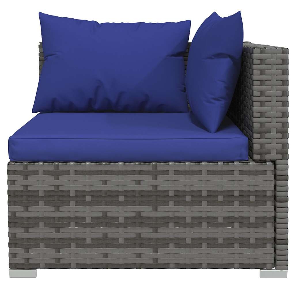 vidaXL Tuinbank 3-zits met kussens poly rattan grijs
