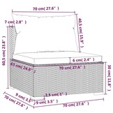 vidaXL Tuinbank 3-zits met kussens poly rattan grijs