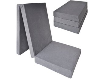 Logeermatras extra dik - grijs - camping matras - reismatras - opvouwbaar matras - 195 x 70 x 15