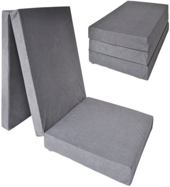 Logeermatras extra dik - grijs - camping matras - reismatras - opvouwbaar matras - 195 x 70 x 15