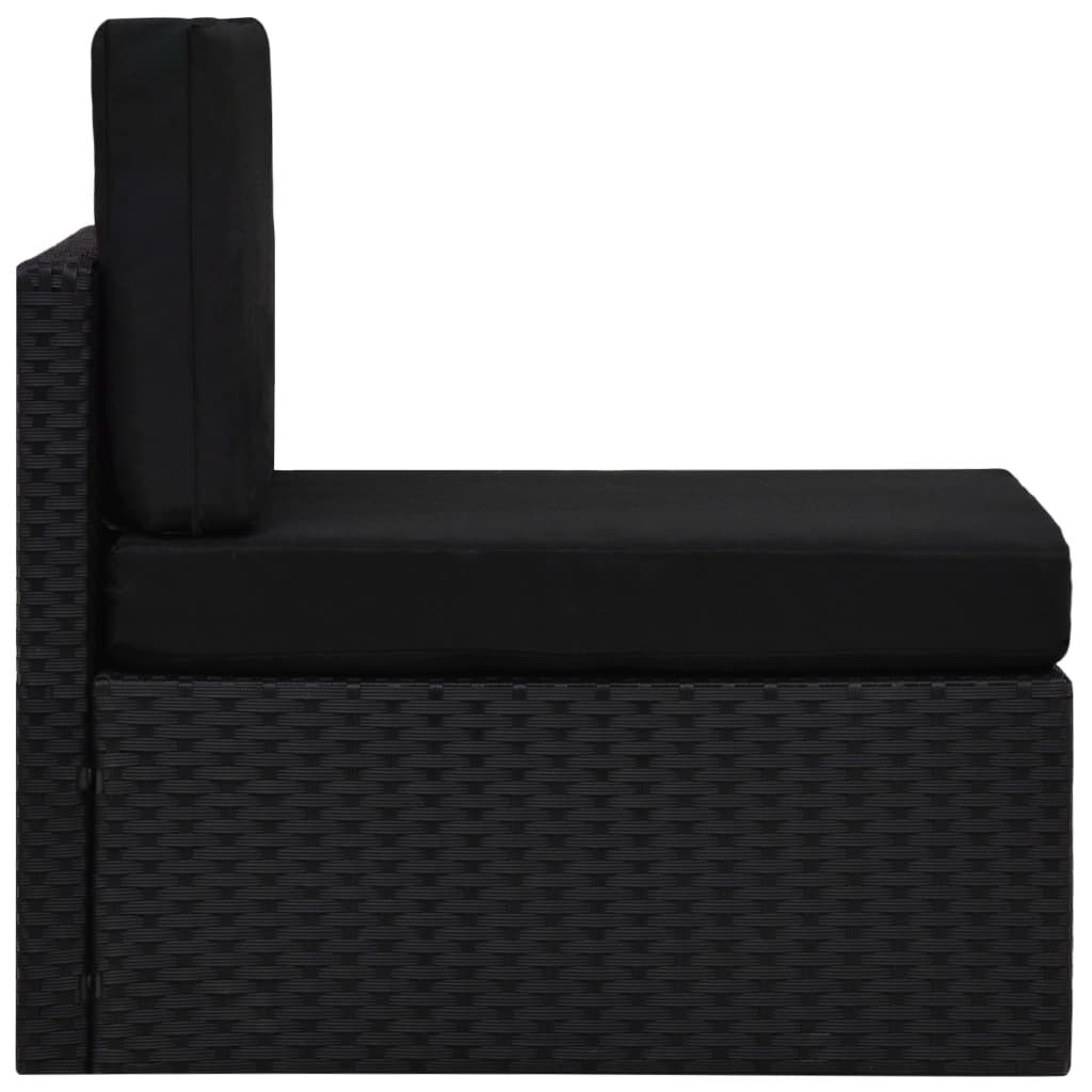 Zwarte Poly Rattan Sectionele Middenbank - 34% Korting