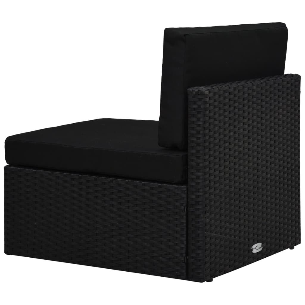 Zwarte Poly Rattan Sectionele Middenbank - 34% Korting