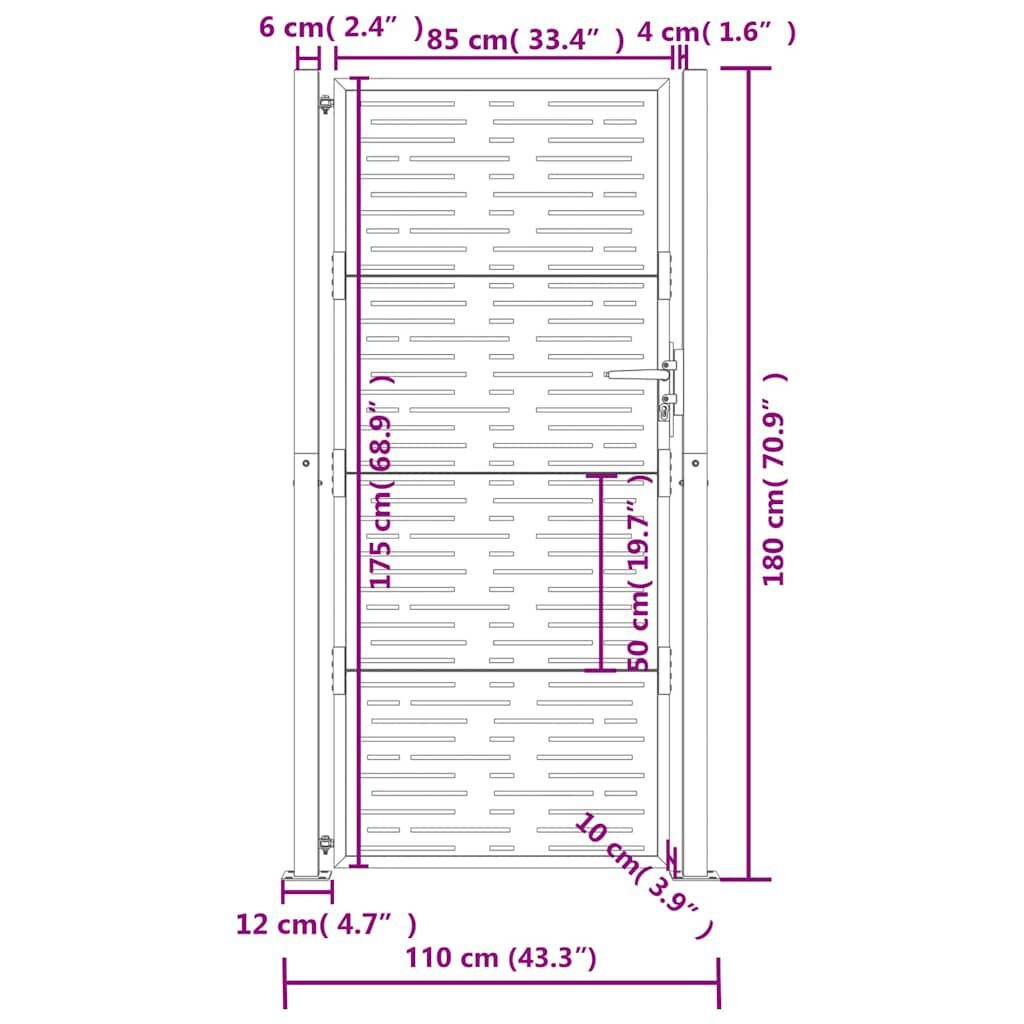 VidaXL Poort 105x180 cm Staal Antraciet - 35% Korting