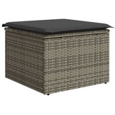 Tuinkruk met Kussen Poly Rattan Grijs 55x55x37 cm - 52% Korting