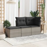Tuinkruk met Kussen Poly Rattan Grijs 55x55x37 cm - 52% Korting