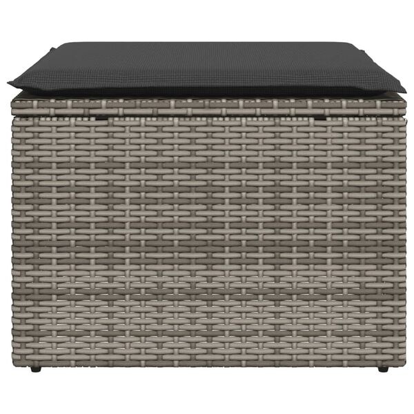 Tuinkruk met Kussen Poly Rattan Grijs 55x55x37 cm - 52% Korting