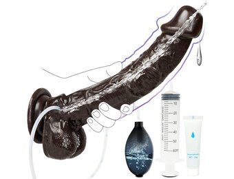 XXL Dildo Zwart 27 cm met Spritzfunctie & Hoden (27% Korting)