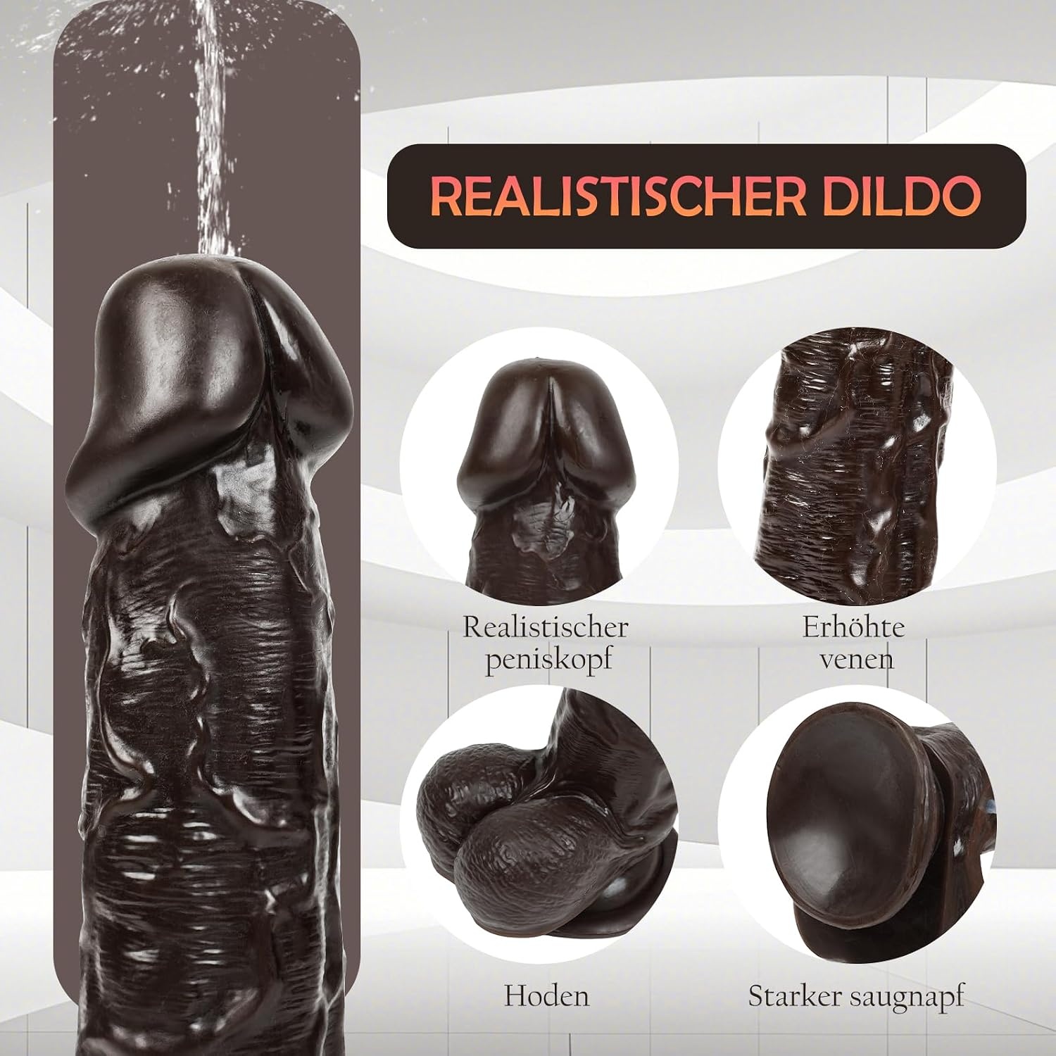 XXL Dildo Zwart 27 cm met Spritzfunctie & Hoden (27% Korting)