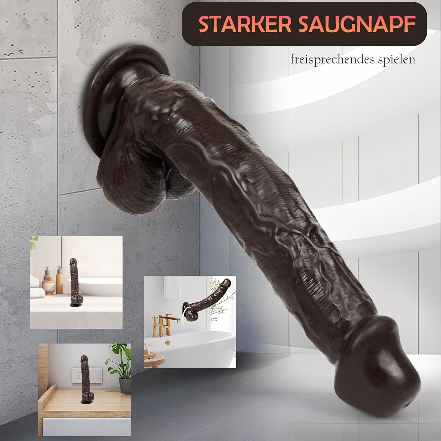 XXL Dildo Zwart 27 cm met Spritzfunctie & Hoden (27% Korting)