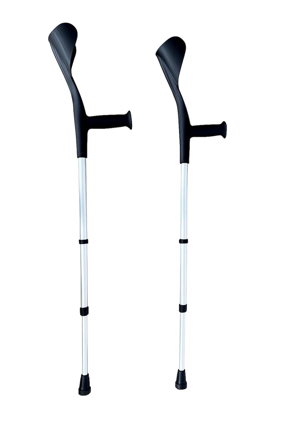 Zwarte Elleboogkrukken Lichtgewicht Aluminium (Set van 2) Ergonomisch Antislip