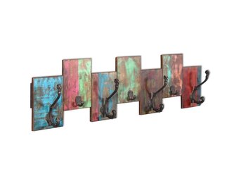 Kapstok massief gerecycled hout met 7 haken - 34% korting