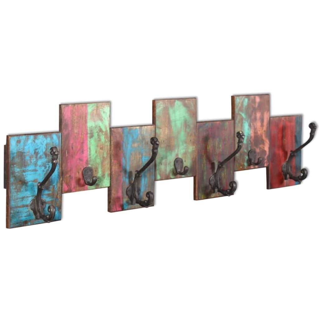 Kapstok massief gerecycled hout met 7 haken - 34% korting