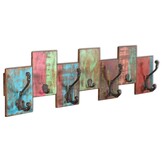 Kapstok massief gerecycled hout met 7 haken - 34% korting