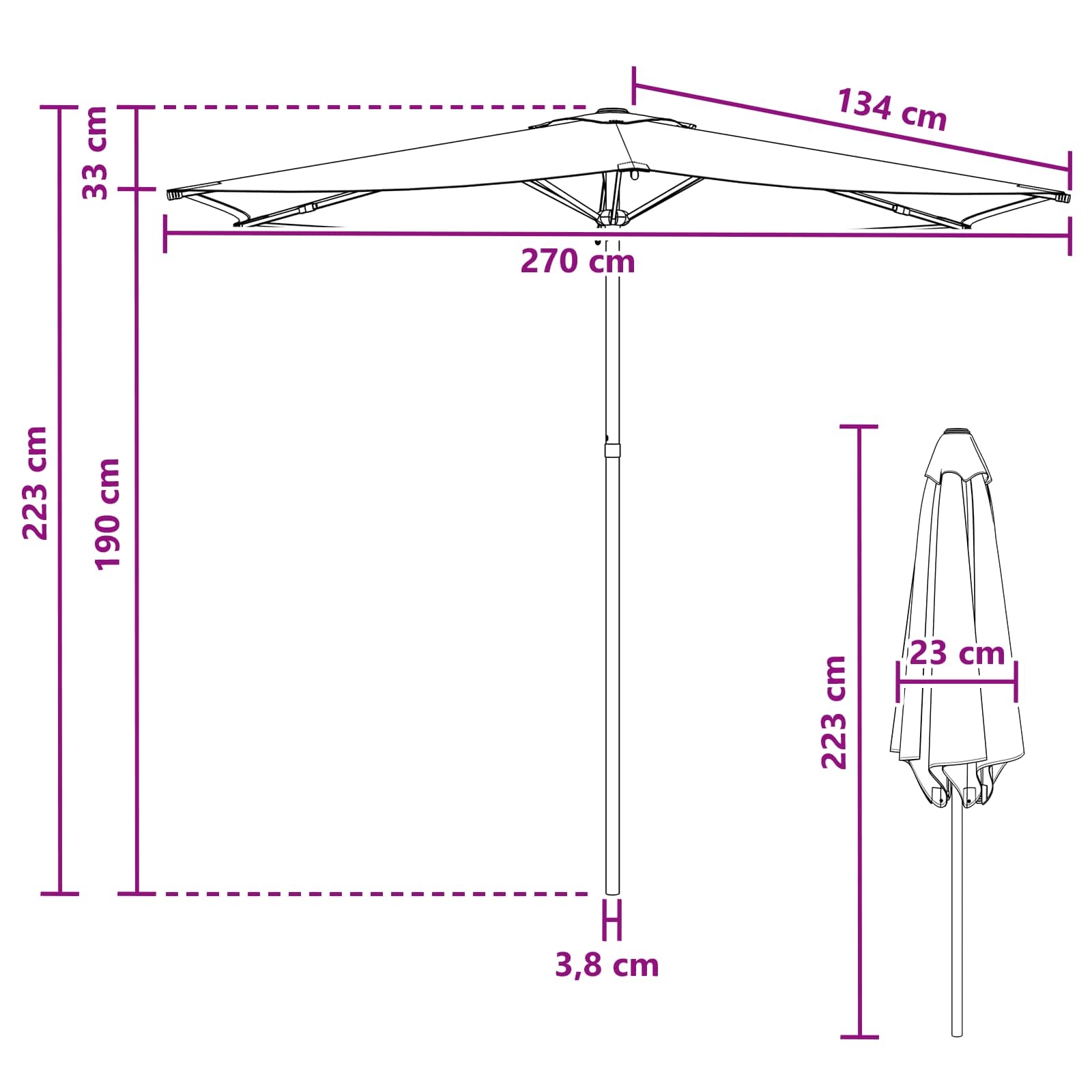 VidaXL Tuinparasol Rechthoekig Crèmekleurig 270x270 cm - 34% Korting